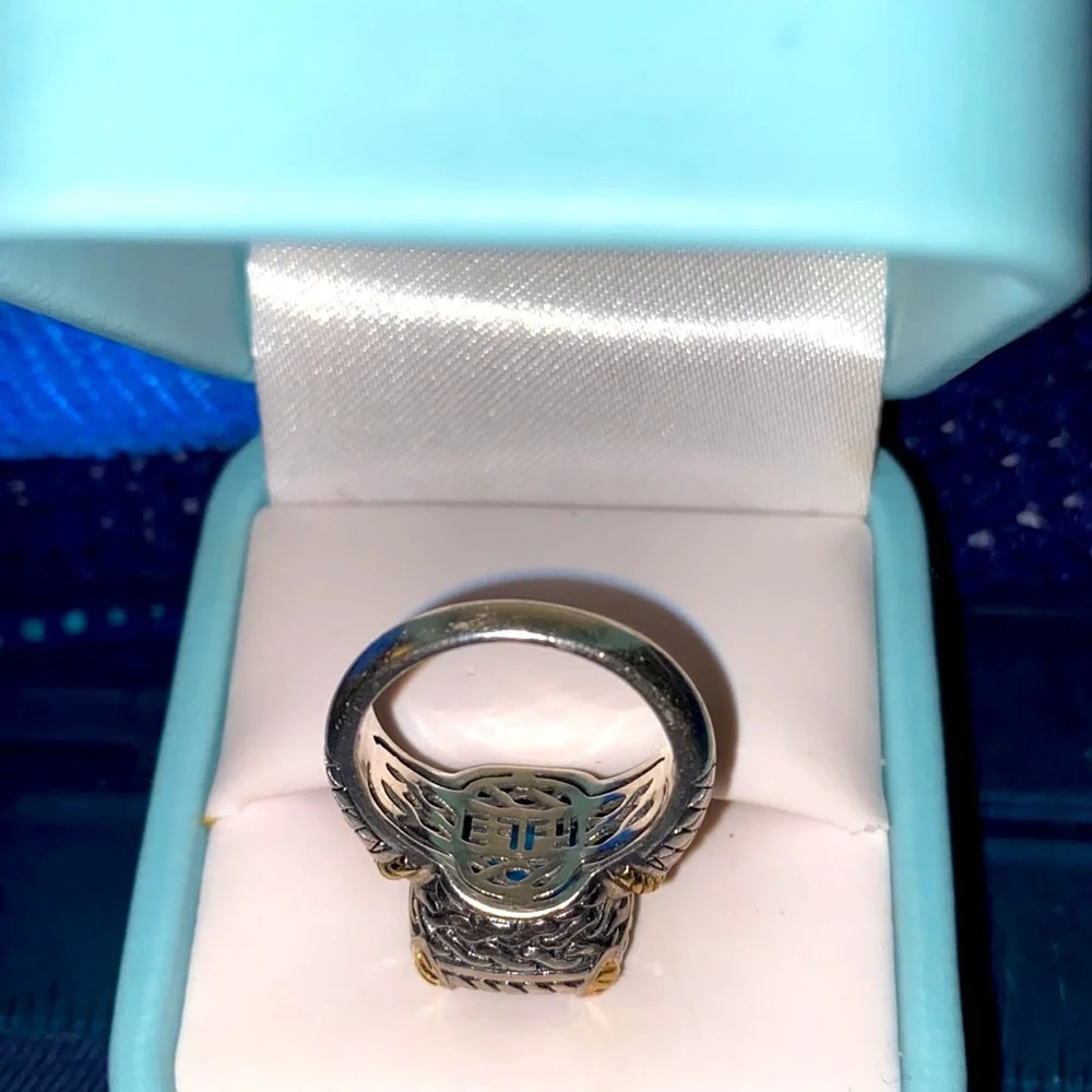 Effy brilliant Checkerboard faceted cushion cut blue topaz ring - Picture 5 of 7